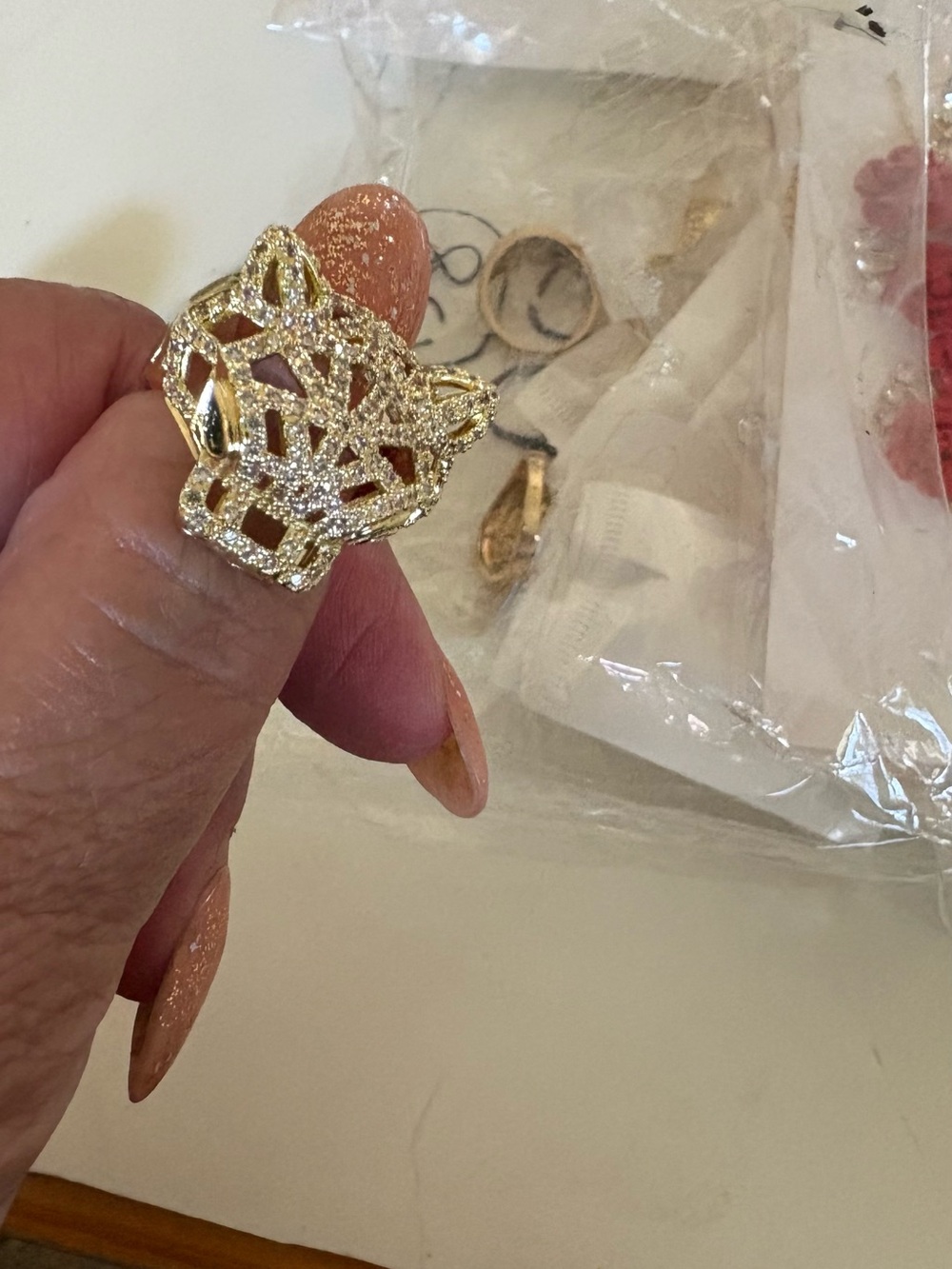 Gold-Tone Pavé Panther Ring - Women Jewelry